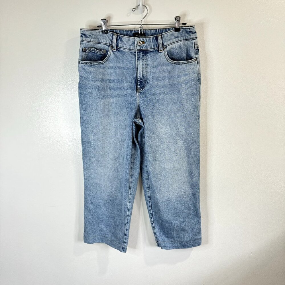 Talbots High Waist Straight Ankle Jeans Sz 12 Light Wash Stretch Cropped Lyocell